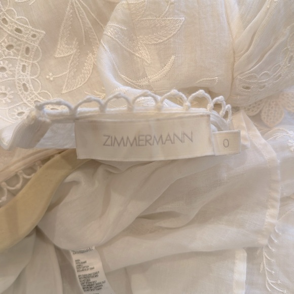 ZIMMERMANN Rosa White Embroidered Ramie Dress Zimmermann Size 0 - Picture 11 of 11